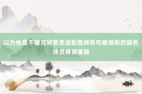 以为他是不错完好意思适配詹姆斯和戴维斯的脚色球员体育集锦