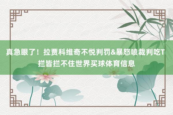 真急眼了！拉贾科维奇不悦判罚&暴怒喷裁判吃T 拦皆拦不住世界买球体育信息