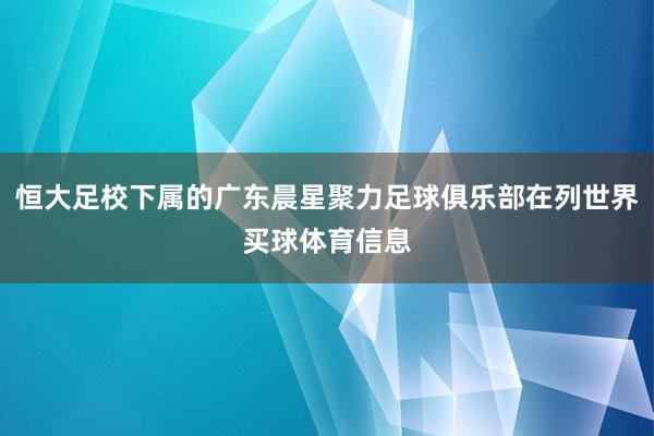 恒大足校下属的广东晨星聚力足球俱乐部在列世界买球体育信息